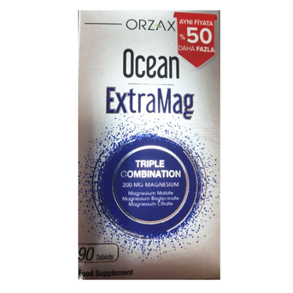 OCEAN EXTRAMAG MAGNEZYUM 90 TABLET ÜÇLÜ KOMBİNASYON ( Magnezyum Malat & Magnezyum Glisanat & Magnezyum Sitrat )