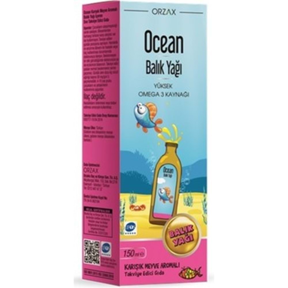 OCEAN ŞURUP BALIK YAĞI OMEGA 3 KARIŞIK MEYVE 150 ML