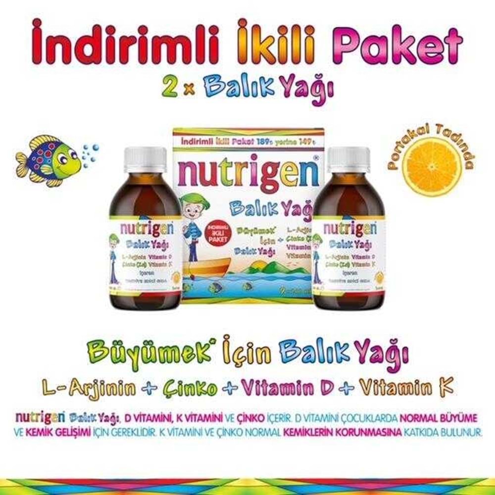 NUTRİGEN BALIK YAĞI ŞURUBU 200 ML 2 Lİ PAKET