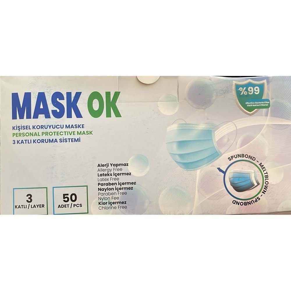 MASKE LASTİKLİ 50 Lİ BEYAZ