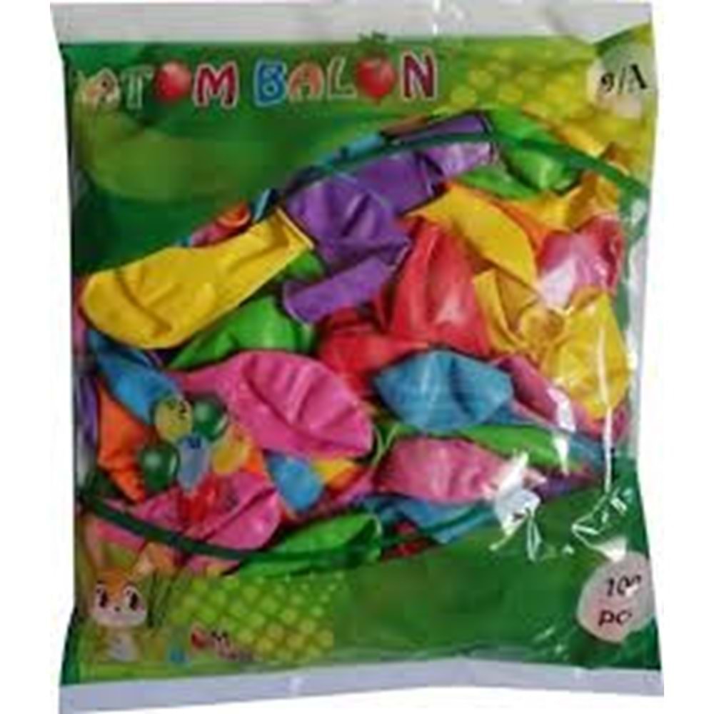 ATOM BALON RENKLİ DESENSİZ BALON 100'LÜ
