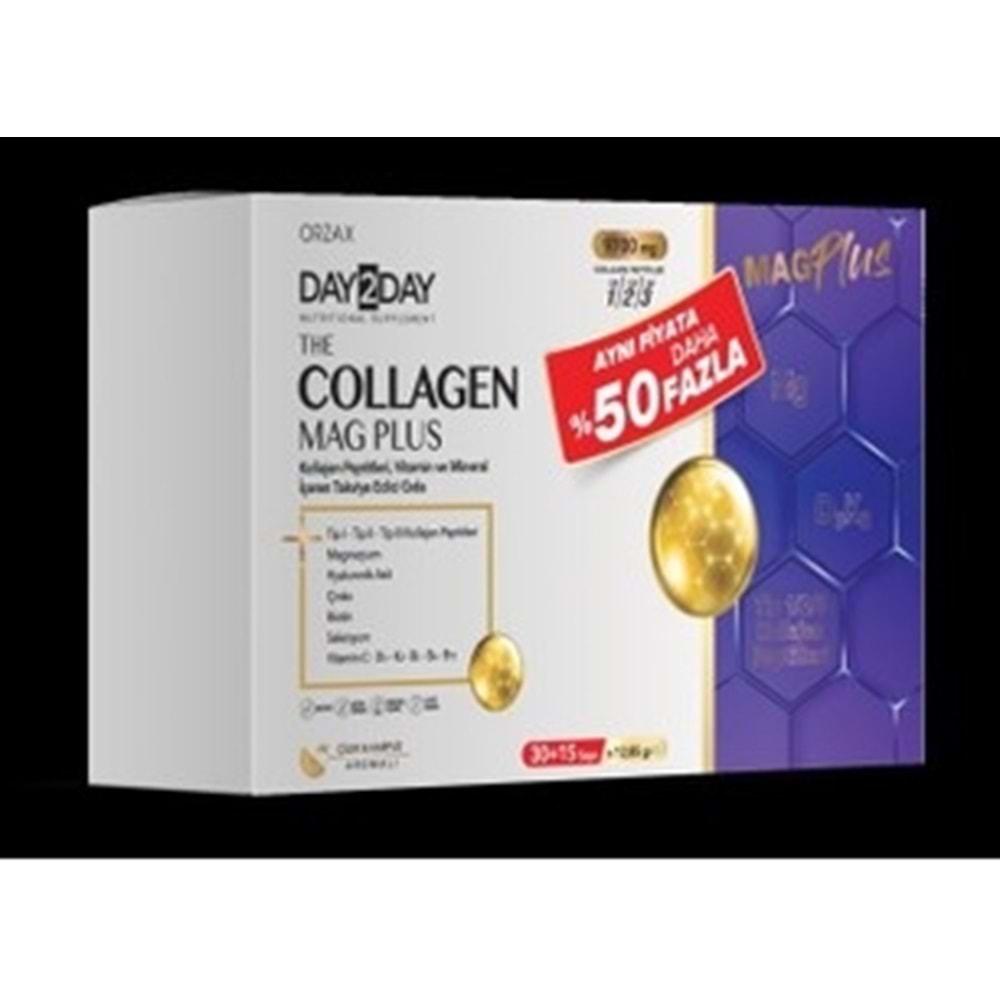 OCEAN DAY 2 DAY THE COLLAGEN ( KOLAJEN ) MAG PLUS TİP 1-2-3 30+15 SAŞE ( ÇİLEK & KARPUZ ) % 50 AVANTAJLI PAKET