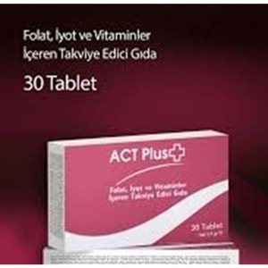 ACT PLUS FOLAT,İYOT VE VİTAMİNLER İÇEREN TAKVİYE EDİCİ GIDA 30 TABLET