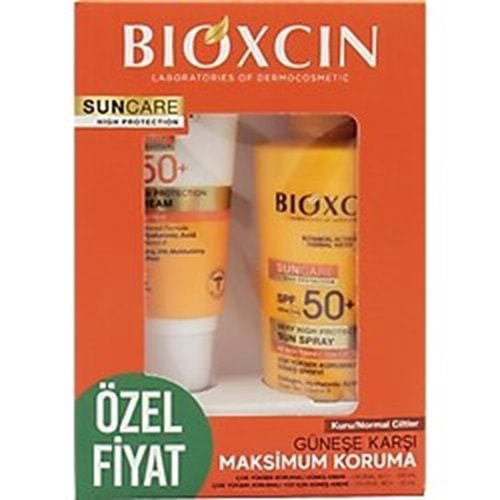 BİOXCIN GÜNEŞ KREMİ SPREY SUN CARE SPF50+ HİPOALERJENİK 200 ML SPREY FORMU & BİOXCIN GÜNEŞ KREMİ 50 ML KOFRE PAKET