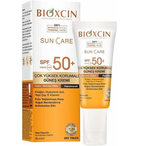 GÜNEŞ KREMİ BİOXCIN SUN CARE SPF50+ HİPOALERJENİK ( KURU / NORMAL CİLTLER İÇİN ) 50 ML