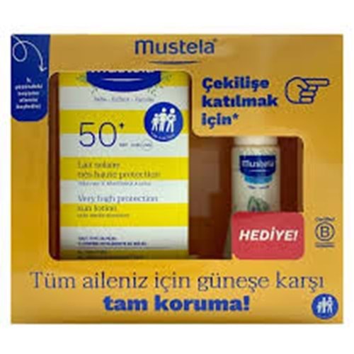 MUSTELA GÜNEŞ LOSYONU SPF50+ TÜM AİLE İÇİN 100 ML + MUSTELA HYDRA BODY LOSYON 50 ML HEDİYELİ