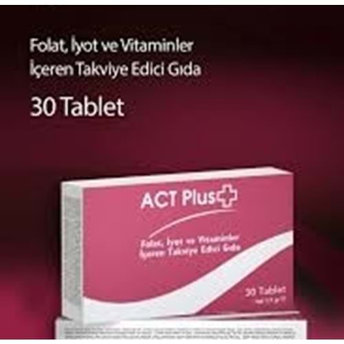 ACT PLUS FOLAT,İYOT VE VİTAMİNLER İÇEREN TAKVİYE EDİCİ GIDA 30 TABLET