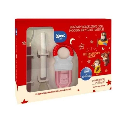 WEE 2 Lİ SİLİKON UÇLU MAMA KAŞIĞI VE MEYVE SÜZGECİ