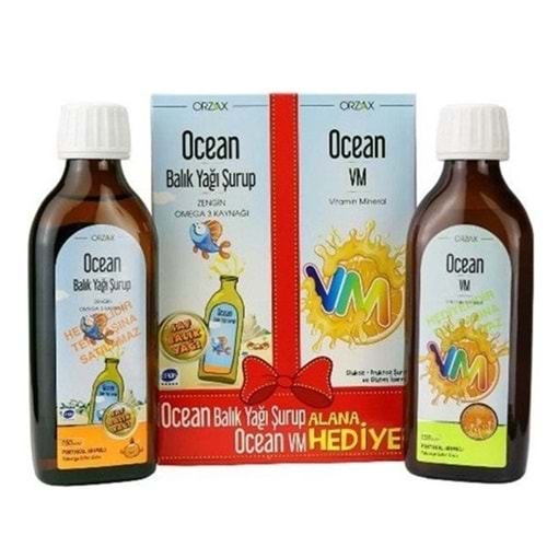 OCEAN BALIK YAĞI ŞURUP PORTAKAL AROMALI 150 ML + OCEAN VM ŞURUP 150 ML HEDİYELİ KOFRE PAKET
