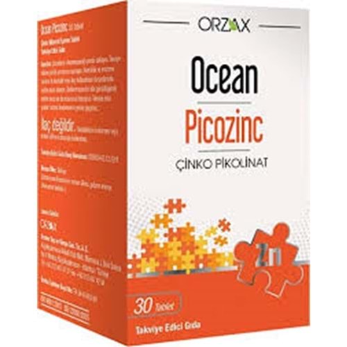 OCEAN PİCOZİNC ÇİNKO PİKOLİNAT 30 TABLET