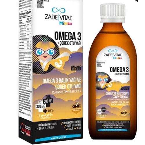 ZADE VİTAL MİNİZA OMEGA 3 BALIK YAĞI + ÇÖREKOTU YAĞI 150 ML