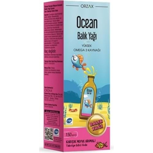 OCEAN ŞURUP BALIK YAĞI OMEGA 3 KARIŞIK MEYVE 150 ML