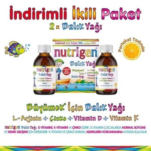 NUTRİGEN BALIK YAĞI ŞURUBU 200 ML 2 Lİ PAKET