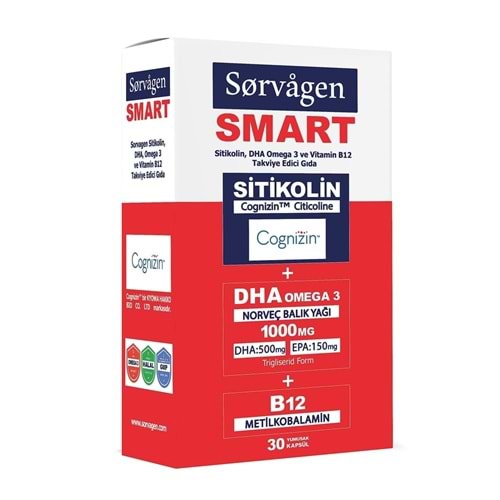 SORVAGEN SMART SİTİKOLİN DHA OMEGA 3 VE B12 30 KAPSÜL