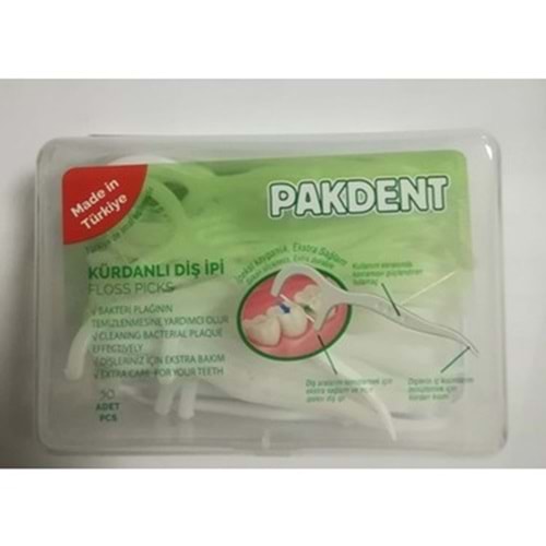PAKDENT DİŞ İPİ KÜRDANLI 50 Lİ KARE