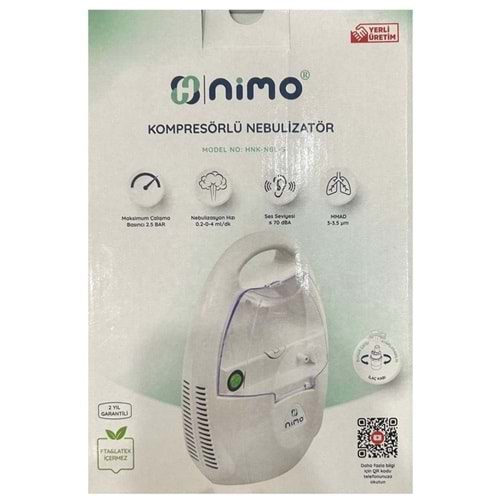 NİMO KOMPRESÖRLÜ NEBULİZATÖR KAPAKLI HNK-NBL-S ( 6 ) ( BUHAR MAKİNASI )