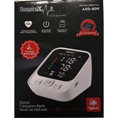 RESPİROX OTOMATİK KONUŞAN DİJİTAL TANSİYON ALETİ KOLDAN ADAPTÖRLÜ AXD-809