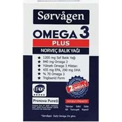 SORVAGEN OMEGA 3 PLUS BALIK YAGI 60 KAPSÜL ( NORVEÇ BALIK YAĞI )(1205)